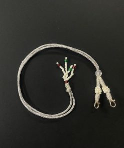 Silver With Pearl Braided Zari Silk Necklace Dori With Hook