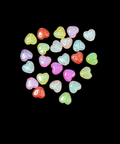 Mixed Colour Transparent Acrylic Beads – Heart