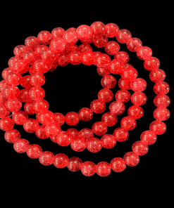 Double Shade Crackle Glass Round Beads - Red