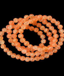 Crackle Glass Round Beads - Peach