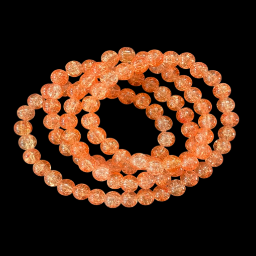 Crackle Glass Round Beads - Peach