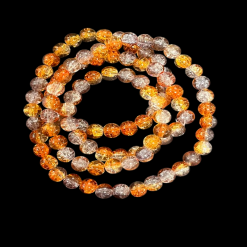 Crackle Glass Round Beads - Orange With Grey