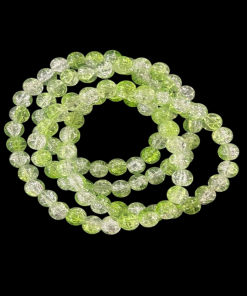 Crackle Glass Round Beads - Light Green With White