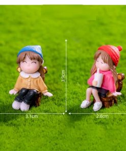 Miniature Two Girls Sitting In Chair Position