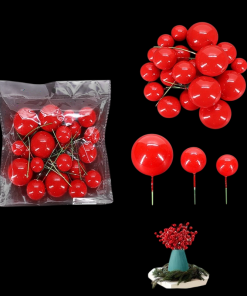 Mixed Size Artificial Berries - Red