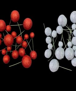 Artificial Glitter Berries Red And Silver
