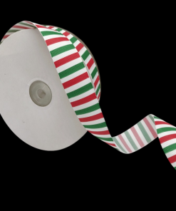 Alternative view of Grosgrain Stripes Ribbon 25 MM - Green And Red