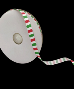 Alternative view of Grosgrain Stripes Ribbon 10 MM - Green And Red