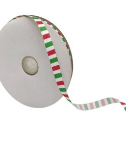 Grosgrain Stripes Ribbon 10 MM - Green And Red