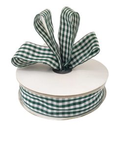 Gingham Grosgrain Ribbon - Dark Green