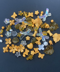 Mixed Design And Transparent Acrylic Beads – Orange