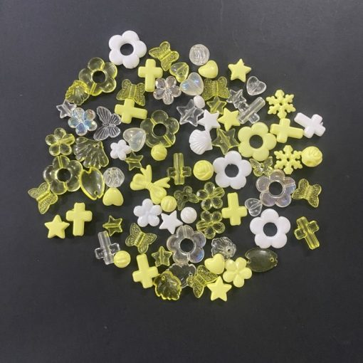Mixed Design And Transparent Acrylic Beads  – Yellow
