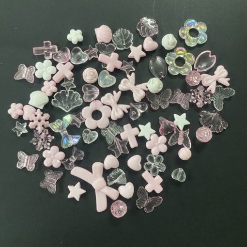 Mixed Design And Transparent Acrylic Beads – Pink