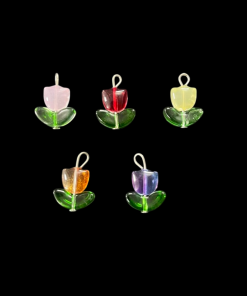 Tulip Glass Flower Shape Charms