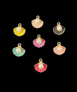 Faux Pearl Shell Enamel Charm