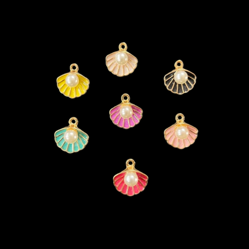 Faux Pearl Shell Enamel Charm