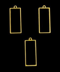 Gold Rectangle Pendant Blank Frame