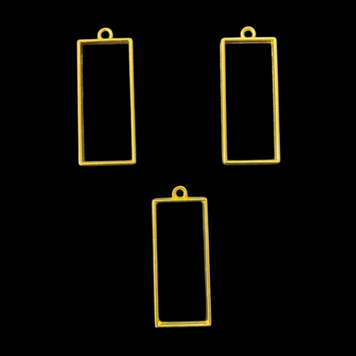Gold Rectangle Pendant Blank Frame