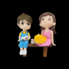 Miniature Boy And Girl Sitting In Bench