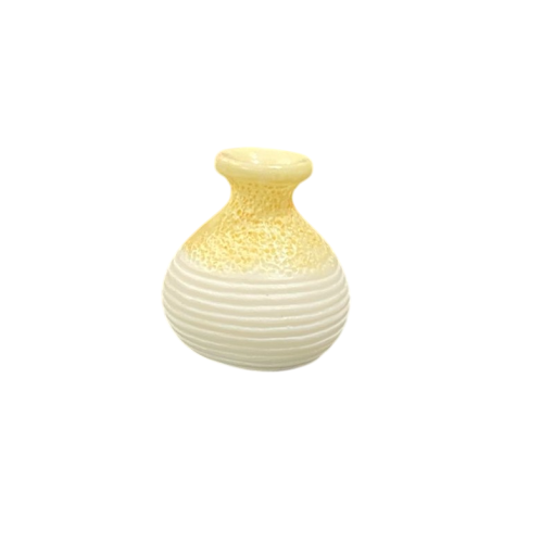 Miniature Vase – Light Yellow With White
