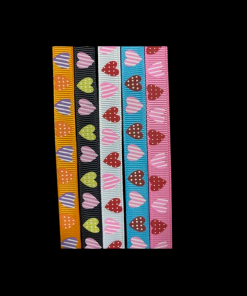 Grosgrain Ribbon Heart Pattern Set Of Five