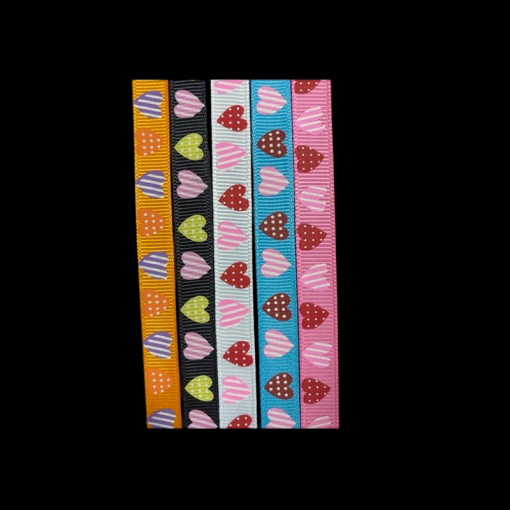 Grosgrain Ribbon Heart Pattern Set Of Five