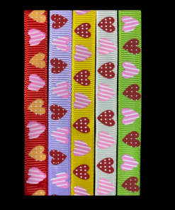 Grosgrain Ribbon Heart Pattern Set Of Five