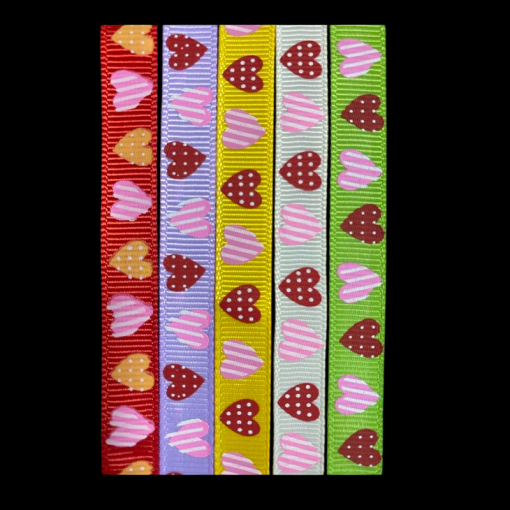 Grosgrain Ribbon Heart Pattern Set Of Five