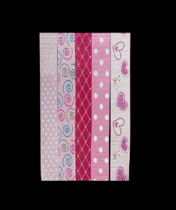 Grosgrain Pink Shades Different Pattern Set Of Five