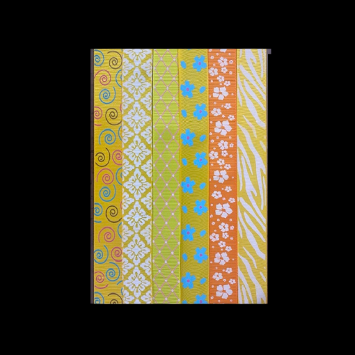 Grosgrain Orange And Yellow Shades Different Pattern Set Of Six
