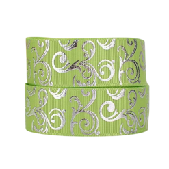 Silver Foil Printed Grosgrain Ribbon