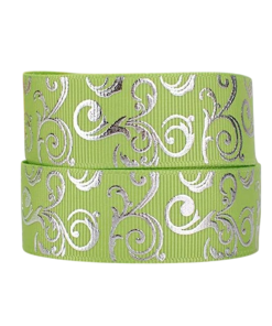 Silver Foil Printed Grosgrain Ribbon