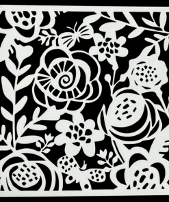 Flower With Butterfly Stencils