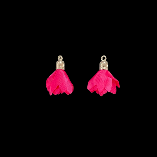 Satin Flower Tassel - Dark Pink