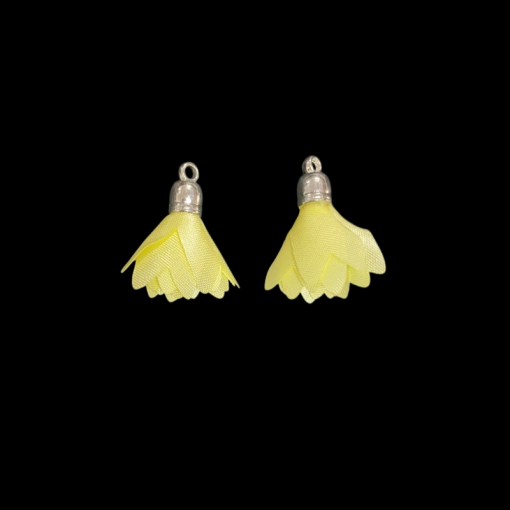 Satin Flower Tassel - Lemon Yellow