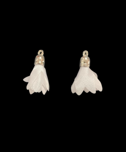 Satin Flower Tassel - White