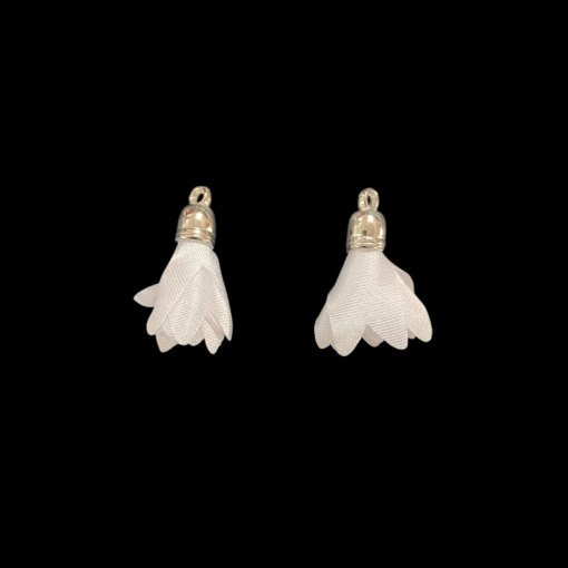 Satin Flower Tassel - White