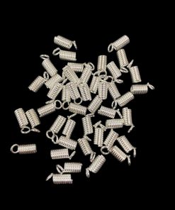 Antique Silver Spring Coil Crimp Ends Cord