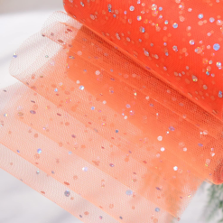 Netted Tulle With Sequins Orange
