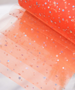 Netted Tulle With Sequins Orange