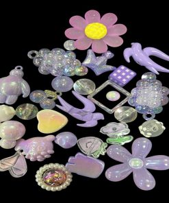 Mixed Design And Size Transparent Acrylic Beads - Lavender
