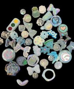 Mixed Design And Size Transparent Acrylic Beads - Skyblue