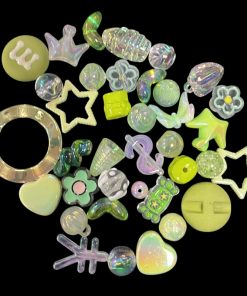 Mixed Design And Size Transparent Acrylic Beads - Light Green