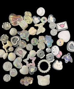 Mixed Design And Size Transparent Acrylic Beads - White