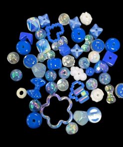 Mixed Design And Size Transparent Acrylic Beads - Blue