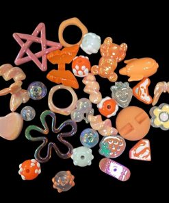 Mixed Design And Size Transparent Acrylic Beads - Orange