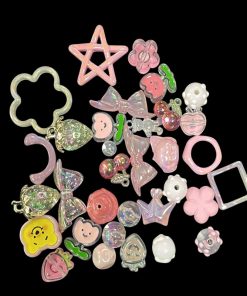 Mixed Design And Size Transparent Acrylic Beads - Pink