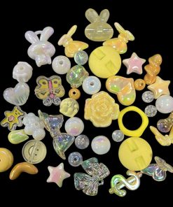Mixed Design And Size Transparent Acrylic Beads - Yellow