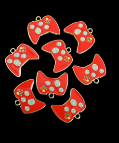 Game Machine Controller Enamel Charm - Red