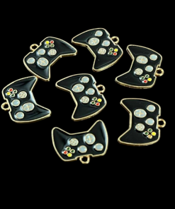 Game Machine Controller Enamel Charm - Black